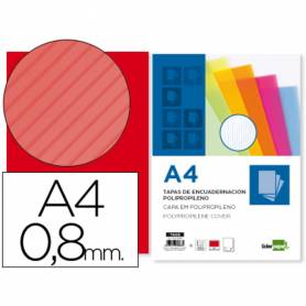 Tapa encuadernacion liderpapel polipropileno ondulado a4 0.8 mm rojo paquete de 50 unidades