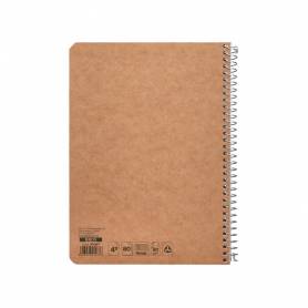 Cuaderno espiral liderpapel cuarto ecouse tapa cartulina kraft 80h papel reciclado 80 grcuadro 4mm