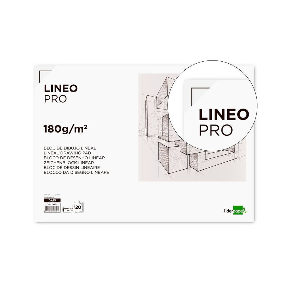 Bloc dibujo liderpapel lineal espiral 460x325 mm 20 hojas 180 gr/m2 con recuadro perforado