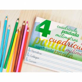 Libreta liderpapel pautaguia tapa cartoncillo 32 hojas din a5 70 g cuadriculado pautado 4 mm apaisado con margen