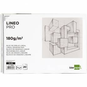 Bloc dibujo liderpapel lineal espiral 230x325mm 20 hojas 180 gr/m2 con recuadro perforado