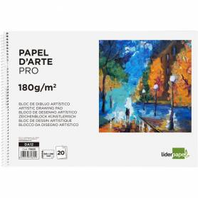 Bloc dibujo liderpapel artistico espiral 230x325mm 20 hojas 180g/m2 sin recuadro perforado