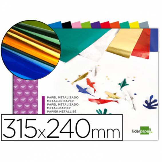 Bloc trabajos manuales liderpapel papel metalizado 240x315 mm 10 hojas colores surtidos