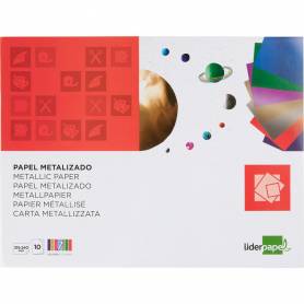 Bloc trabajos manuales liderpapel papel metalizado 240x315 mm 10 hojas colores surtidos