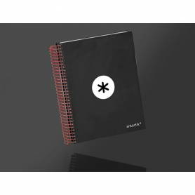 Cuaderno espiral liderpapel a5 micro antartik tapa forrada 120h 90g liso con bandas 6 taladros color negro