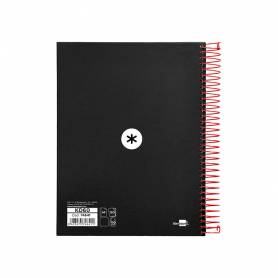 Cuaderno espiral liderpapel a5 micro antartik tapa forrada 120h 90g liso con bandas 6 taladros color negro