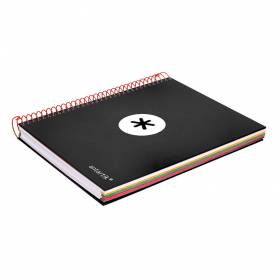 Cuaderno espiral liderpapel a5 micro antartik tapa forrada 120h 90g liso con bandas 6 taladros color negro