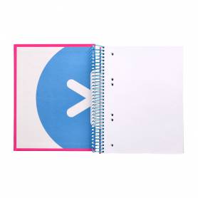 Cuaderno espiral liderpapel a5 micro antartik tapa forrada 120h 90 gr liso con bandas 6 taladros color rosa fluor