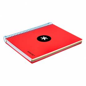 Cuaderno espiral liderpapel a5 micro antartik tapa forrada 120h 90g liso con bandas 6 taladros color rojo