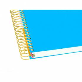 Cuaderno espiral liderpapel a5 micro antartik tapa forrada 120h 90g liso con bandas 6 taladros color azul