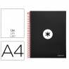 Cuaderno espiral liderpapel a4 micro antartik tapa forrada 120h 100 gr liso con bandas 4 taladros color negro - KD50