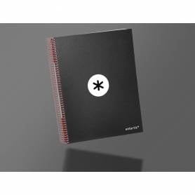 Cuaderno espiral liderpapel a4 micro antartik tapa forrada 120h 100 gr liso con bandas 4 taladros color negro