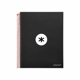 Cuaderno espiral liderpapel a4 micro antartik tapa forrada 120h 100 gr liso con bandas 4 taladros color negro