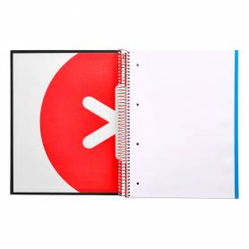 Cuaderno espiral liderpapel a4 micro antartik tapa forrada 120h 100 gr liso con bandas 4 taladros color negro