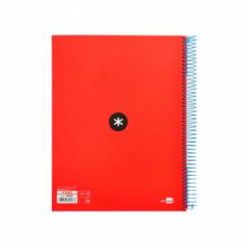 Cuaderno espiral liderpapel a4 micro antartik tapa forrada 120h 100 gr liso con bandas 4 taladros color rojo