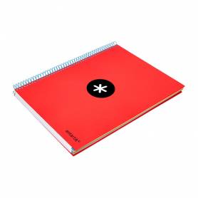 Cuaderno espiral liderpapel a4 micro antartik tapa forrada 120h 100 gr liso con bandas 4 taladros color rojo