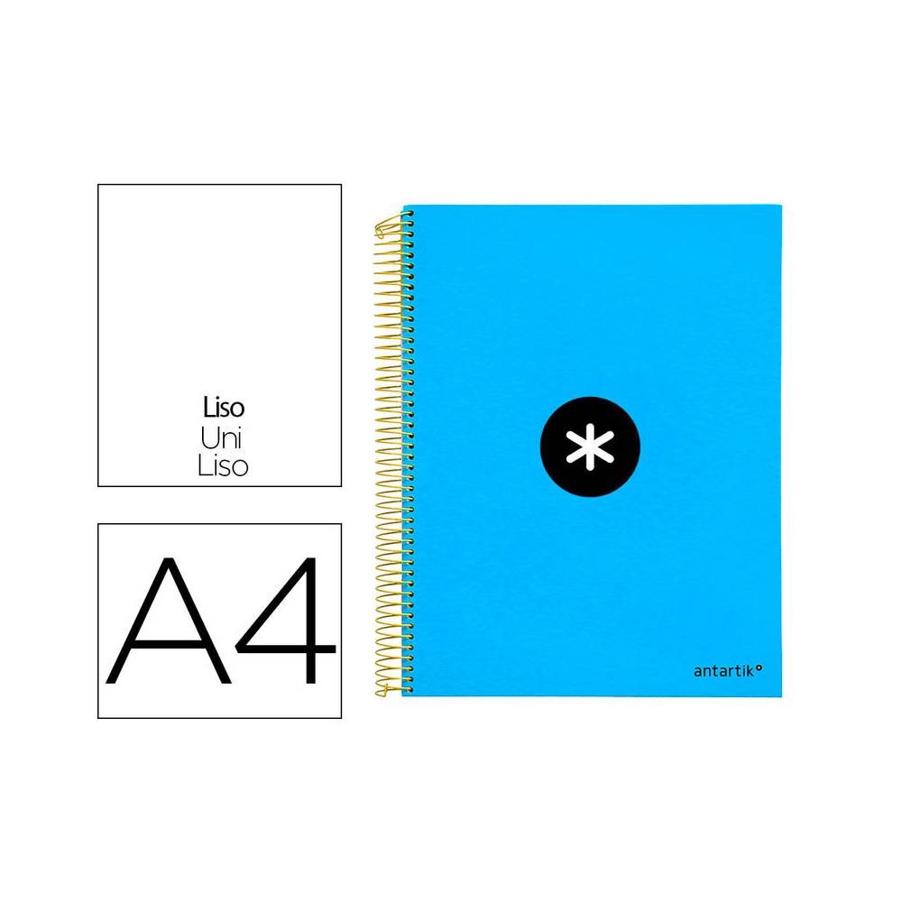 Cuaderno espiral liderpapel a4 micro antartik tapa forrada 120h 100 gr liso con bandas 4 taladros color azul