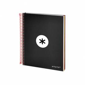 Cuaderno espiral liderpapel a5 micro antartik tapa forrada120h 90 gr cuadro 5mm 5 bandas6 taladros color negro