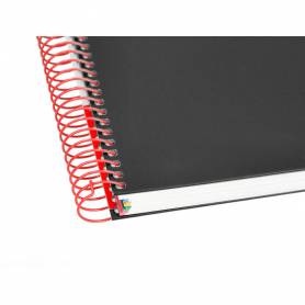 Cuaderno espiral liderpapel a5 micro antartik tapa forrada120h 90 gr cuadro 5mm 5 bandas6 taladros color negro