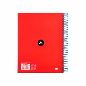 Cuaderno espiral liderpapel a5 micro antartik tapa forrada120h 90 gr cuadro 5mm 5 bandas6 taladros color rojo