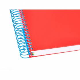 Cuaderno espiral liderpapel a5 micro antartik tapa forrada120h 90 gr cuadro 5mm 5 bandas6 taladros color rojo