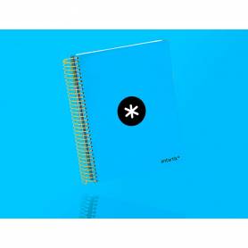 Cuaderno espiral liderpapel a5 micro antartik tapa forrada120h 90 gr cuadro 5mm 5 bandas6 taladros color azul