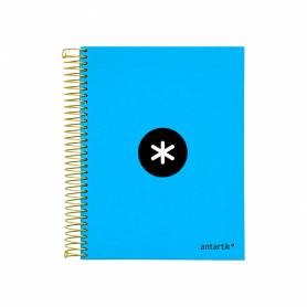 Cuaderno espiral liderpapel a5 micro antartik tapa forrada120h 90 gr cuadro 5mm 5 bandas6 taladros color azul