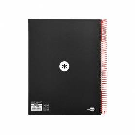 Cuaderno espiral liderpapel a4 micro antartik tapa forrada120h 100 gr cuadro 5mm 5 bandas 4 taladros color negro