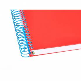 Cuaderno espiral liderpapel a4 micro antartik tapa forrada120h 100 gr cuadro 5mm 5 bandas 4 taladros color rojo