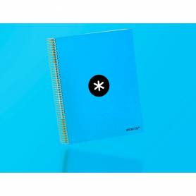 Cuaderno espiral liderpapel a4 micro antartik tapa forrada120h 100 gr cuadro 5mm 5 banda4 taladros color azul