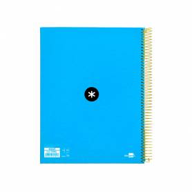 Cuaderno espiral liderpapel a4 micro antartik tapa forrada120h 100 gr cuadro 5mm 5 banda4 taladros color azul