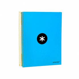 Cuaderno espiral liderpapel a4 micro antartik tapa forrada120h 100 gr cuadro 5mm 5 banda4 taladros color azul