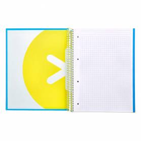 Cuaderno espiral liderpapel a4 micro antartik tapa forrada120h 100 gr cuadro 5mm 5 banda4 taladros color azul