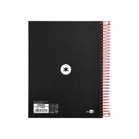 Cuaderno espiral liderpapel a5 micro antartik tapa forrada 120h 90 gr horizontal 5 bandas 6 taladros color negro