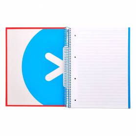 Cuaderno espiral liderpapel a4 micro antartik tapa forrada 120h 100 gr horizontal 5 bandas 4 taladros color rojo