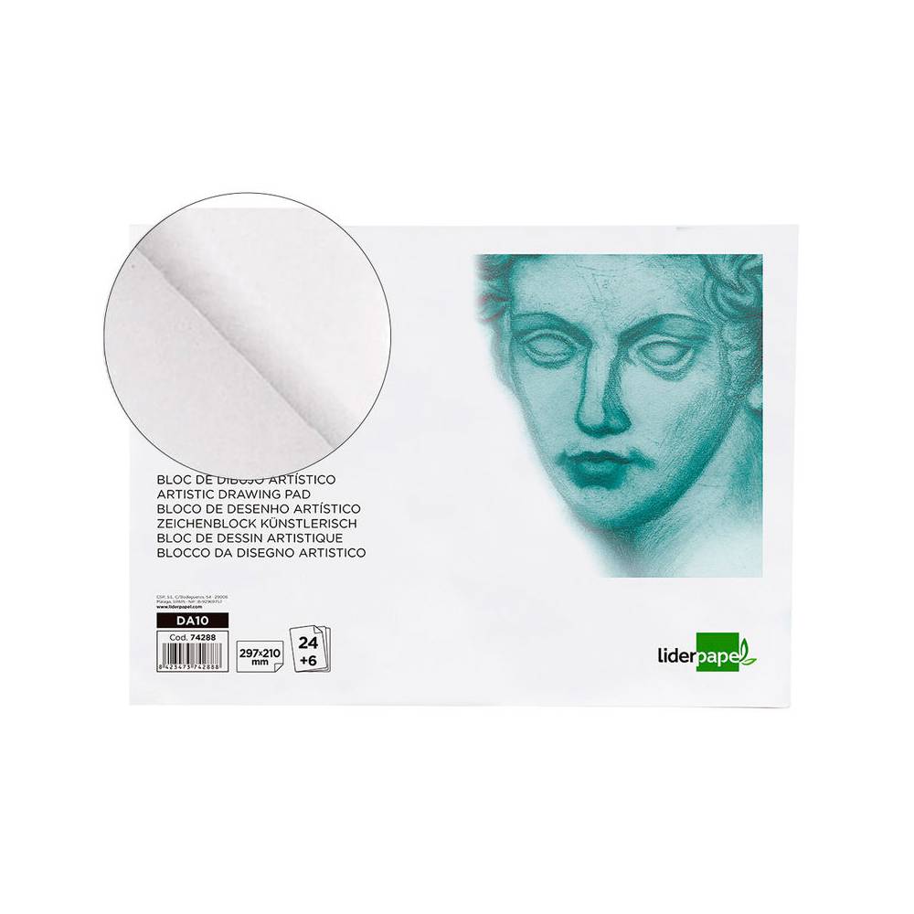 Bloc dibujo liderpapel artistico encolado 210x297 mm 30 hojas 120g/m2 sin recuadro