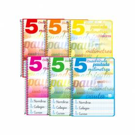 Cuaderno espiral liderpapel cuarto pautaguia tapa dura 80h75 gr cuadro pautado 5mm con margen