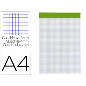 Bloc notas liderpapel cuadro 4 mm a4 80 hojas 60 g/m2 perforado sin tapa