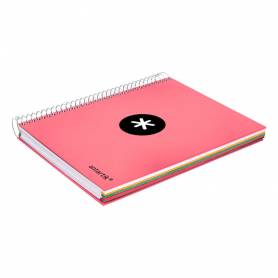 Cuaderno espiral liderpapel a5 micro antartik tapa forrada120h 90 gr cuadro 5 mm 5 band 6 taladros color coral