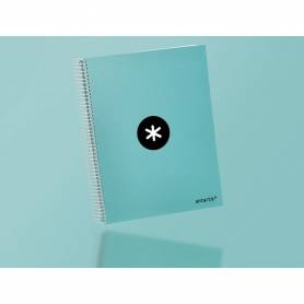 Cuaderno espiral liderpapel a4 micro antartik tapa forrada120h 100 gr cuadro 5mm 5 banda4 taladros color menta