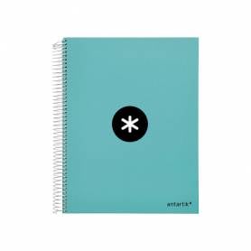 Cuaderno espiral liderpapel a4 micro antartik tapa forrada120h 100 gr cuadro 5mm 5 banda4 taladros color menta