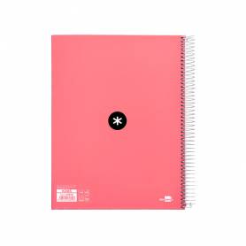 Cuaderno espiral liderpapel a4 micro antartik tapa forrada120h 100 gr cuadro 5mm 5 banda4 taladros color coral