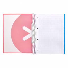 Cuaderno espiral liderpapel a4 micro antartik tapa forrada120h 100 gr cuadro 5mm 5 banda4 taladros color coral