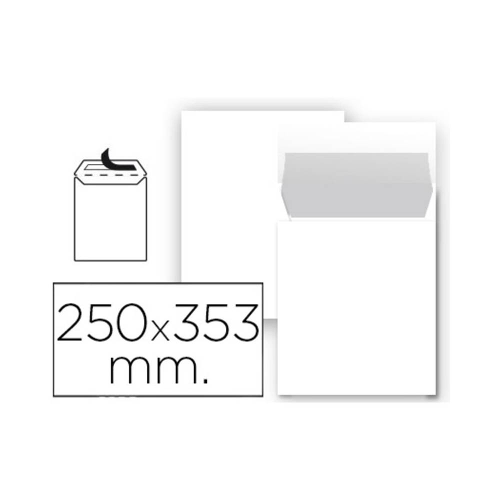 Sobre liderpapel bolsa n 10 blanco folio prolongado 250x353 mm tira de silicona paquete de 25 unidades