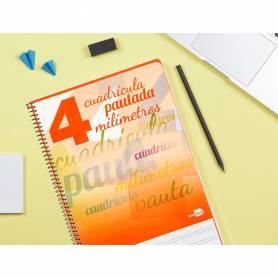 Cuaderno espiral liderpapel folio pautaguia tapa dura 80h 75 gr cuadro pautado 4mmcon margen colores surtidos