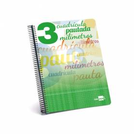 Cuaderno espiral liderpapel folio pautaguia tapa dura 80h 75 gr cuadro pautado 3 mmcon margen colores surtidos