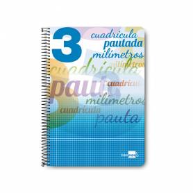 Cuaderno espiral liderpapel folio pautaguia tapa dura 80h 75 gr cuadro pautado 3 mmcon margen colores surtidos