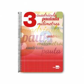 Cuaderno espiral liderpapel folio pautaguia tapa dura 80h 75 gr cuadro pautado 3 mmcon margen colores surtidos