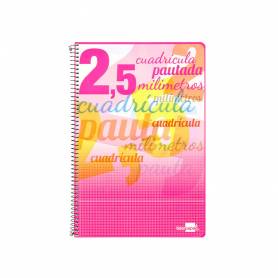 Cuaderno espiral liderpapel folio pautaguia tapa dura 80h 75 gr cuadro pautado 2,5mm con margen colores surtidos