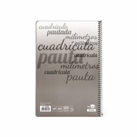 Cuaderno espiral liderpapel folio pautaguia tapa dura 80h 75 gr cuadro pautado 2,5mm con margen colores surtidos